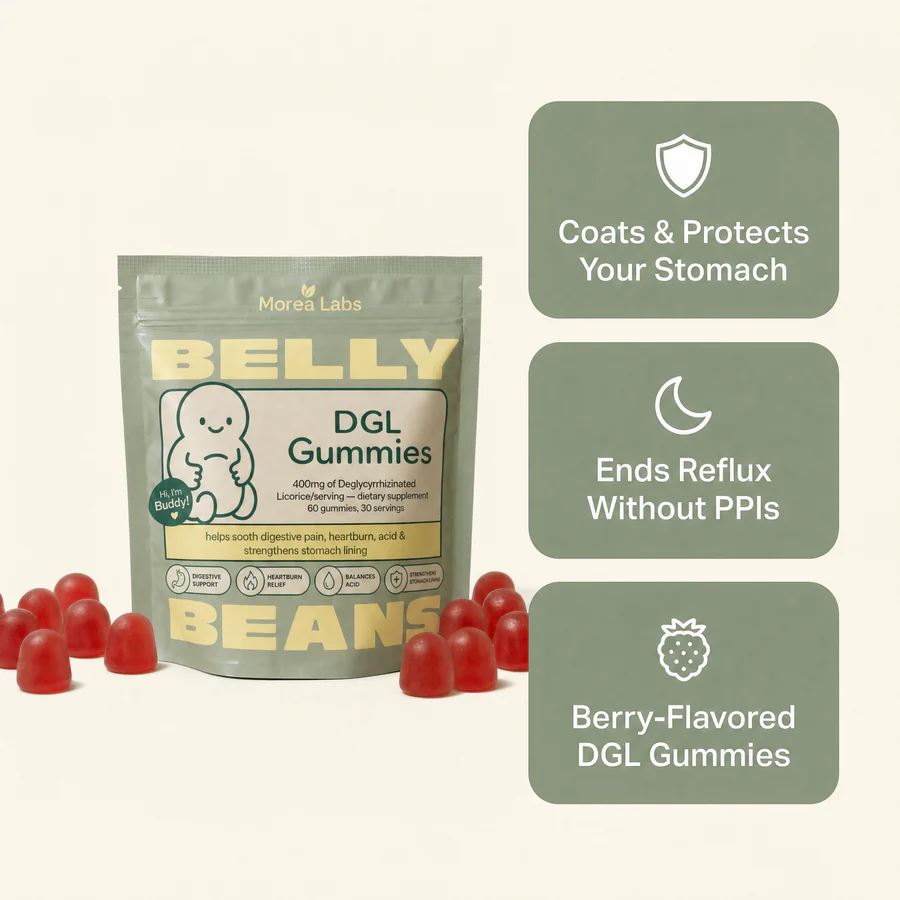 Belly Beans Reflux Relief Extra Strong DGL Gummies