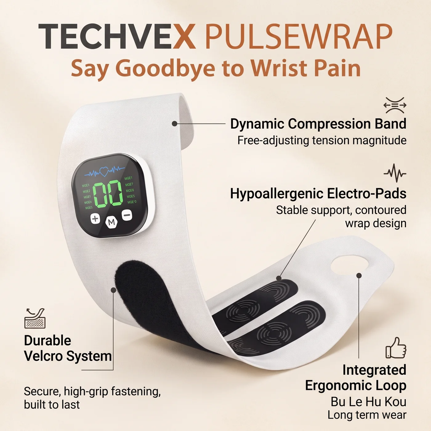 TechVex PulseWrap EMS Hand Wrist Massager