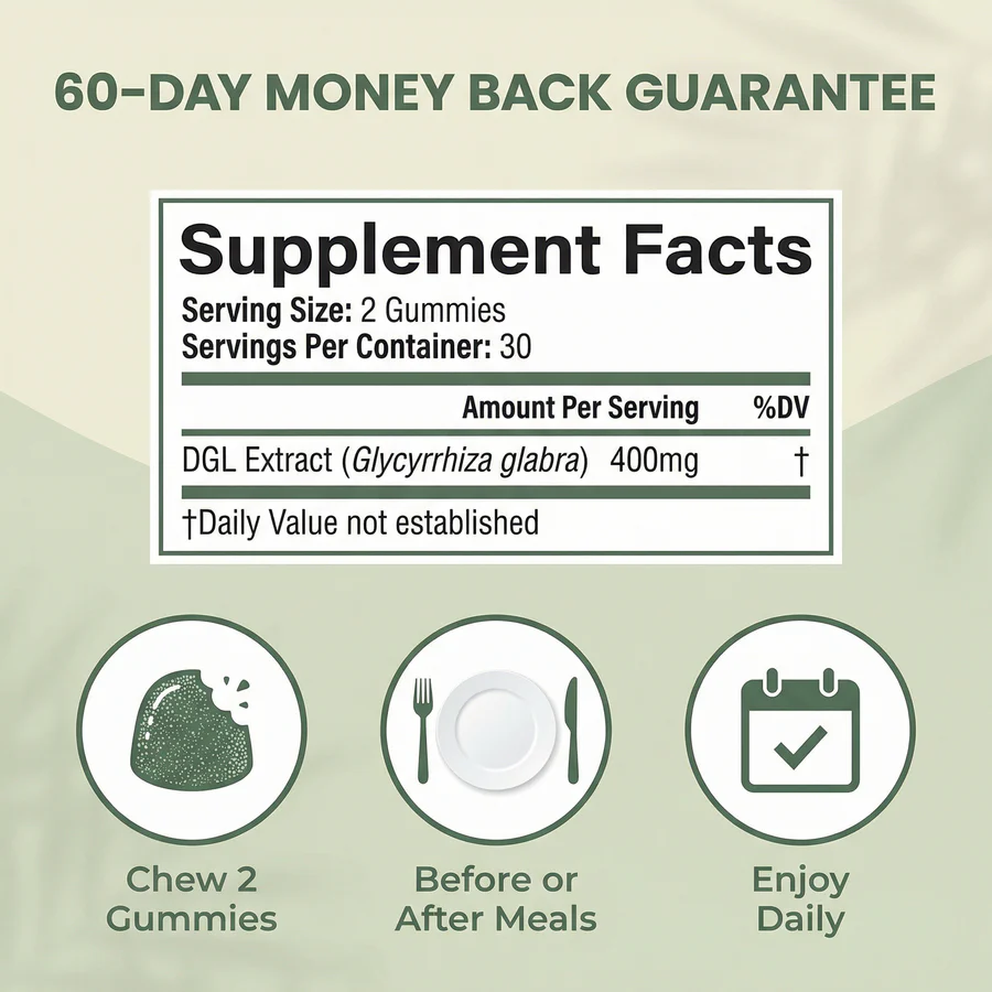 Belly Beans Reflux Relief Extra Strong DGL Gummies
